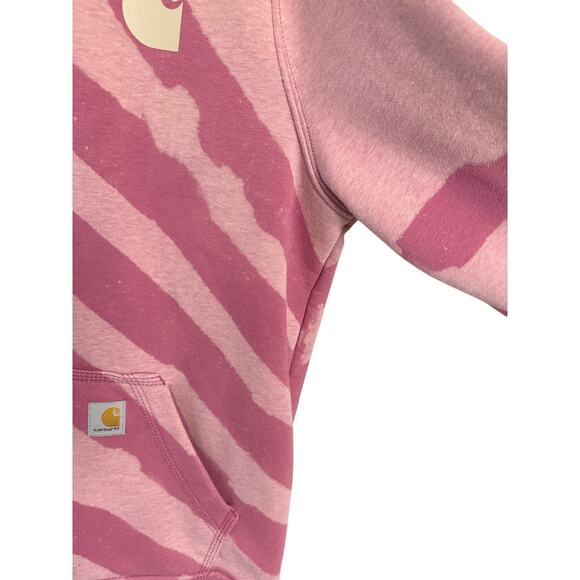 Carhartt Hoodie One of a Kind Bleach Striped Custom Woodrose Women's 8-10 Medium - Picture 7 of 16
